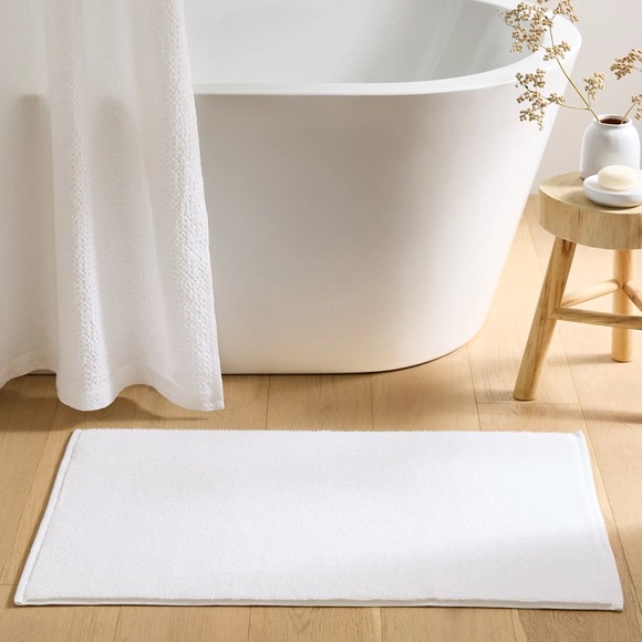 NWT Quince Set Of 2 Turkish Cotton Bath Mat Bundle Quick Dry White Soft Rugs - Picture 1 of 4